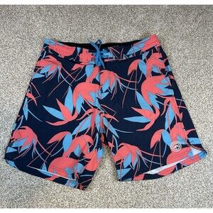 Vintage Surf Style 90's‎ Hawaiian Floral Beach Board Shorts Drawstring Retro 34